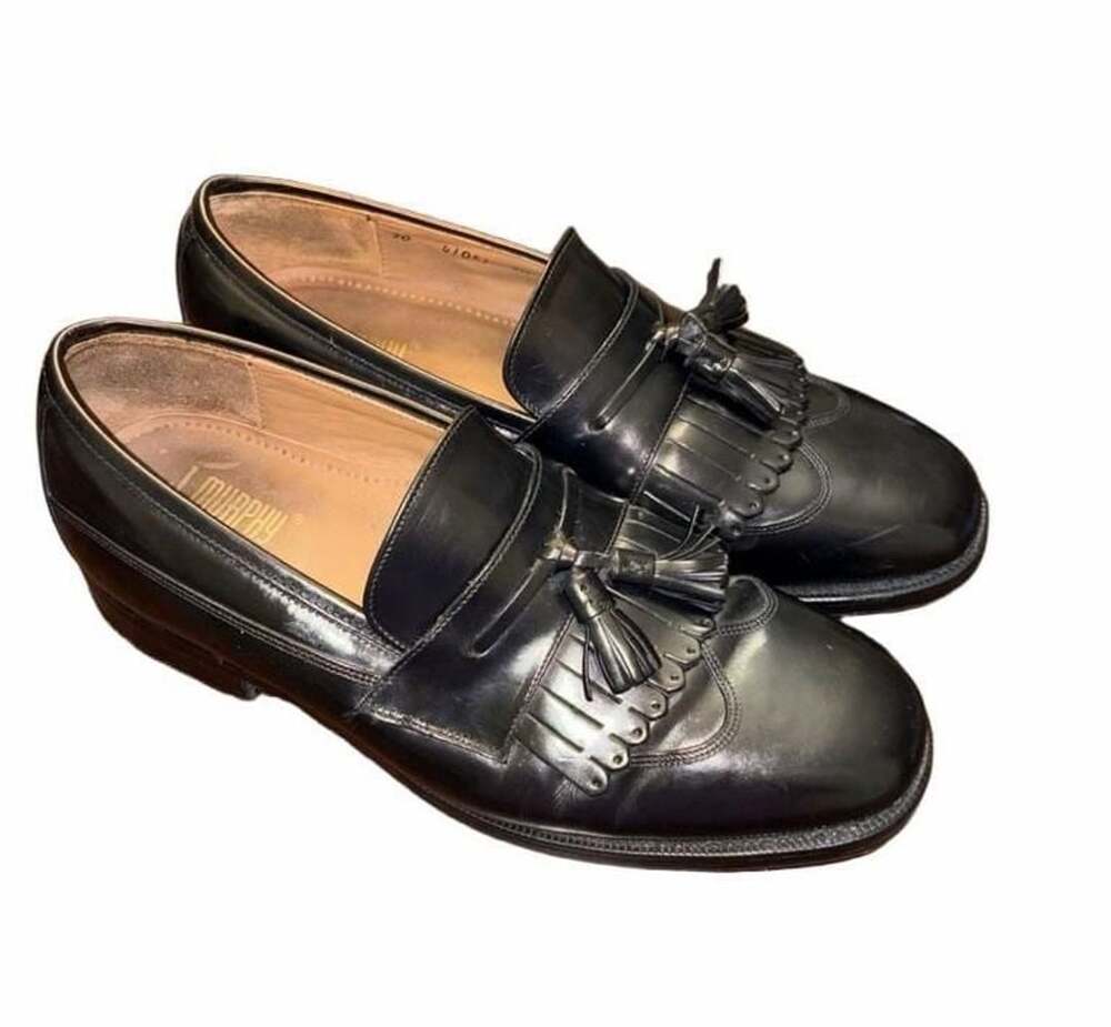 J. Murphy Kiltie Tassel Loafers Size 8.5M Black Leather